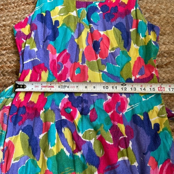 Vintage Dawn Joy Medium Floral Sleeveless Wrap Dress - Picture 3 of 8